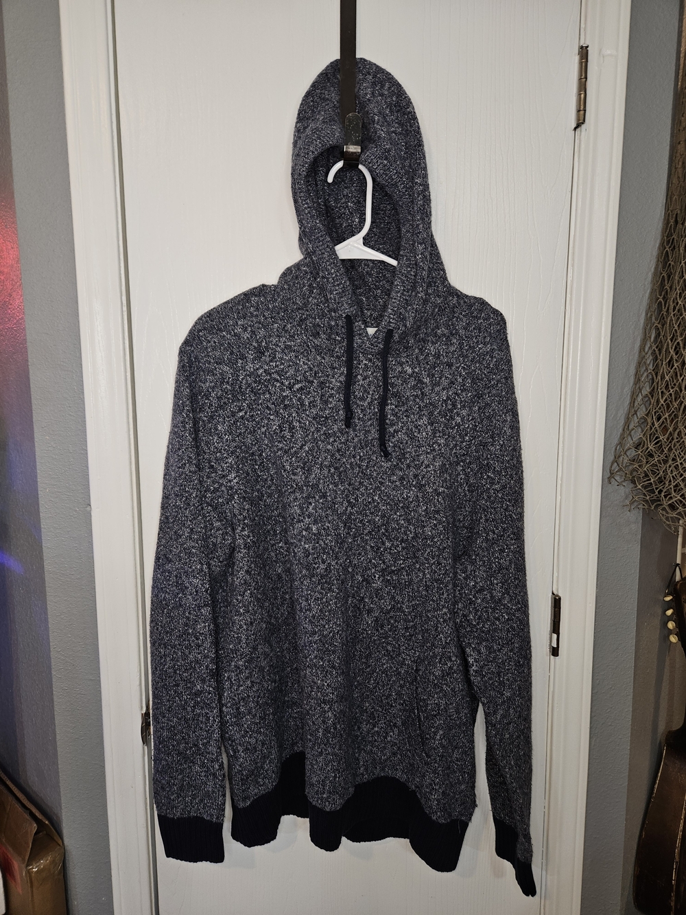 Old Navy Men's Marled Navy Hoodie Sweater